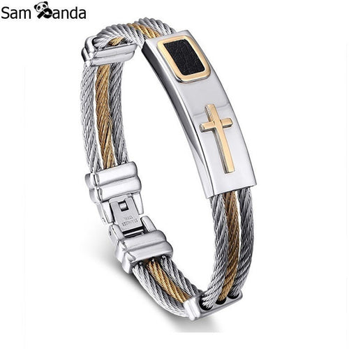  2017 Premium Gold Stainless Steel Cross Bracelet - Ineffable Shop