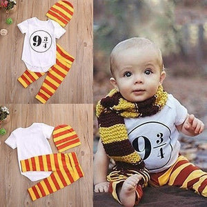 clothing 3pcs Newborn Baby Boys Girls Harry Potter Cotton Bodysuit+Pants+Hat Clothes Outfits - Ineffable Shop