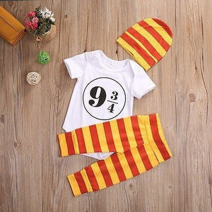 clothing 3pcs Newborn Baby Boys Girls Harry Potter Cotton Bodysuit+Pants+Hat Clothes Outfits - Ineffable Shop