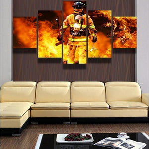  5 Pieces Canvas Art HD Firefighters Pictures For The Living Room - Ineffable Shop