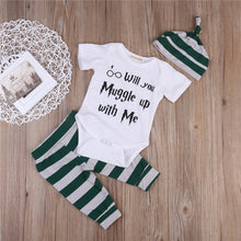 clothing 3PCS Harry Potter Newborn Muggle Print - Romper Bodysuit+Stripped + Pant + Hat Outfits - Ineffable Shop